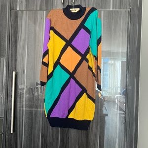Multicolor Art Wool Dress